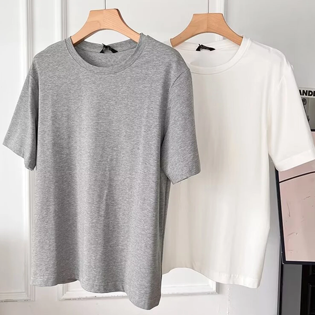 

Dave&Di Nordic Minimalist Solid Color basic T-shirt Women Top Round Neck Short Sleeve Summer Tshirt For Ladies 2024