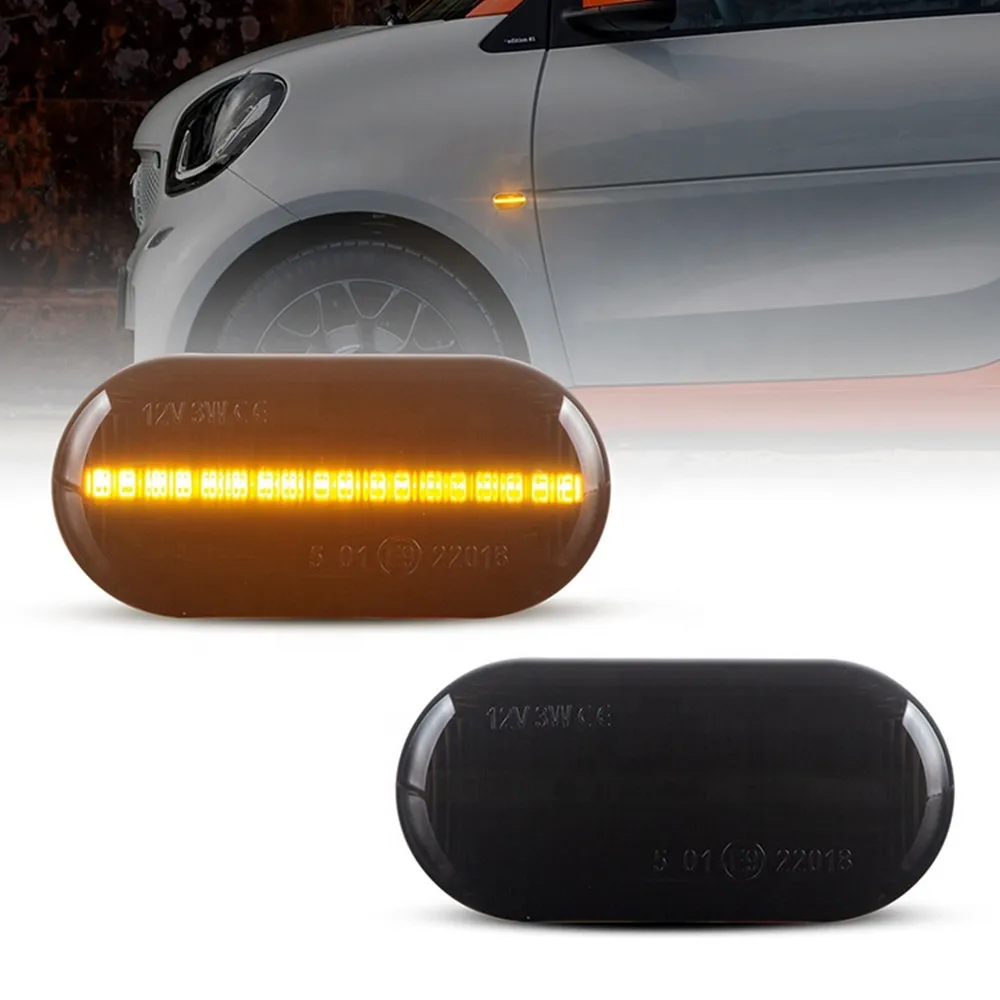

2Pc For Mercedes-Benz Smart Fortwo Coupe (453) Cabriolet (453) Dynamic Flowing Water Indicator LED Side Marker Turn Signal Light