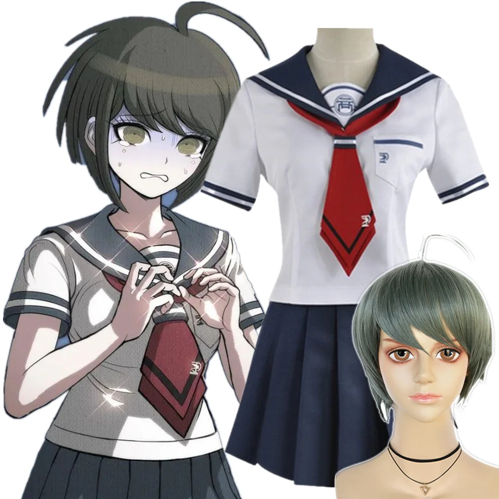 

Anime Danganronpa Cosplay Costumes Naegi Komaru Women Skirt JK school Uniform And Wig