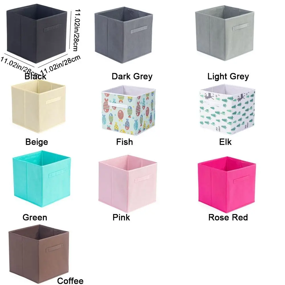 Simple Non Woven Fabric Cube Storage Box Foldable Large Capacity Square Storage Box without Lid Cabinet Drawer Organizer Nursery 6