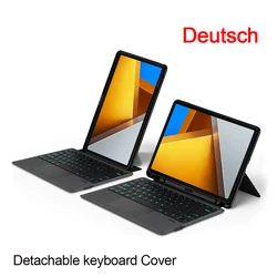Ultra-Slim Backlit Keyboard Case with TouchPad for 12.1-Inch Tablets - Stylish Protective Cover with Smart Features (Black German)