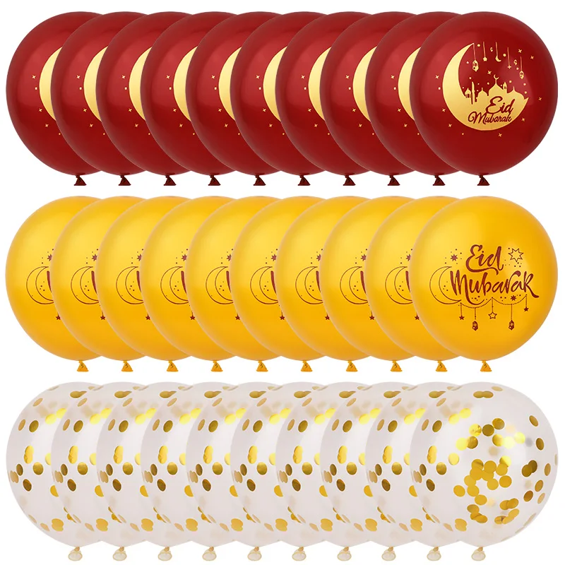 15/30Pcs Eid Mubarak Confetti Latex Balloons Set 2026 Muslim Islamic Festival Party Home Decoration Supplies Ramadan Kareem Gift