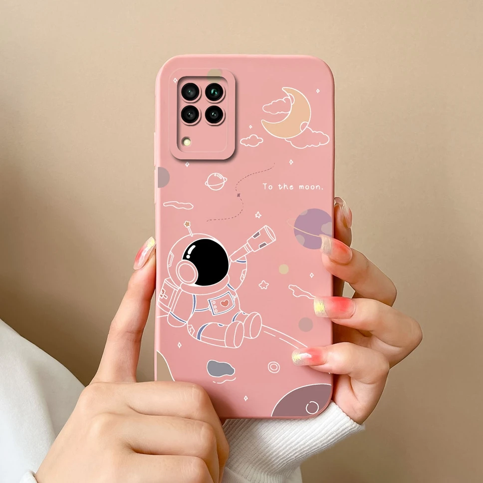 Lovely Astronaut Smooth Liquid Back Cover Case for Huawei P40 Lite Series
