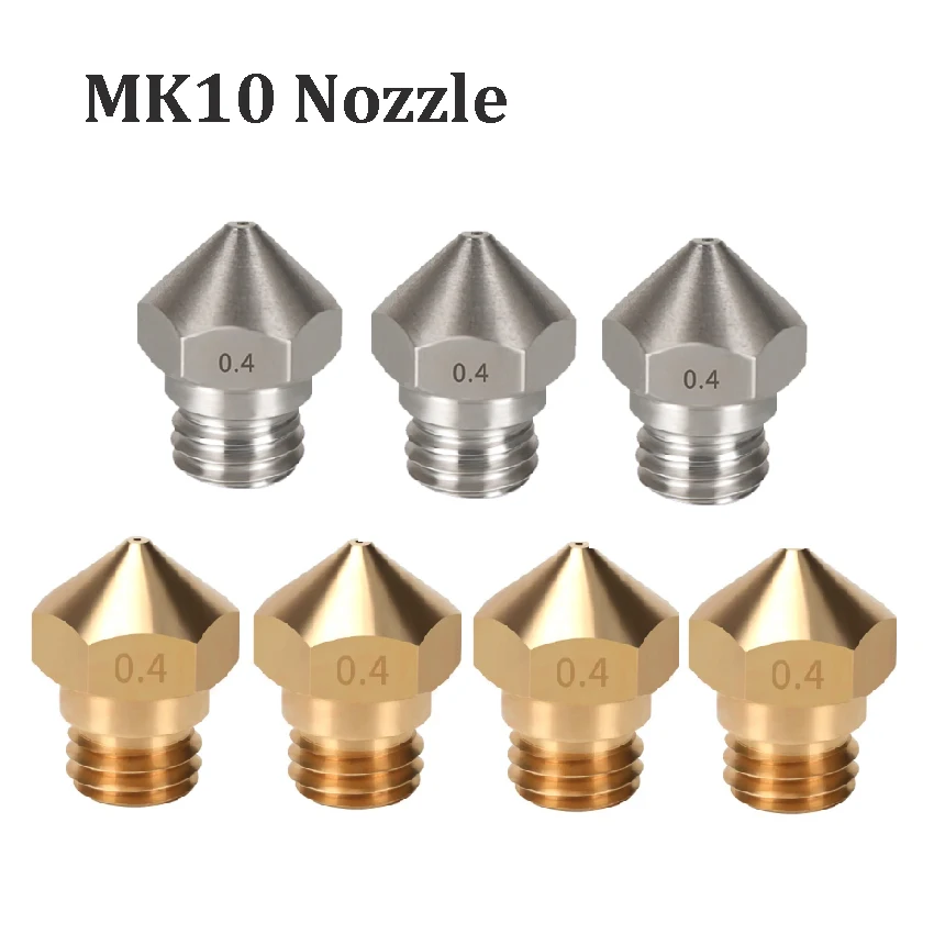 

5pcs MK10 Nozzle M7 Thread Brass Stainless Steel Nozzles MK10 3D Printer Parts 0.2 0.3 0.4 0.5 0.6 0.8 1.0mm For 1.75mm Filament