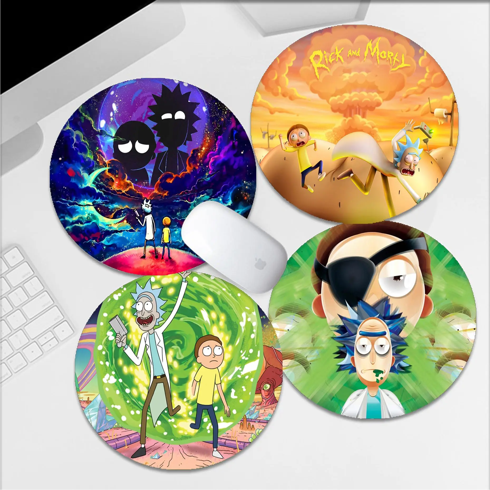 

MINISO R-Rick-M-Morties Mousepad Small Round Big Promotion Table Mat Student Mouse Computer Keyboard Pad Padmouse Desk Play