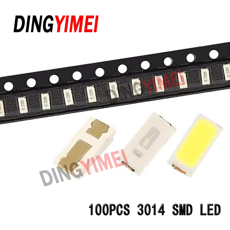 100Pcs Smd 3014 Led Light Emitting Diode Lamp Chip Colore Bianco 0.1W 3V Smt Micro Fai Da Te Pcb Circuit Montaggio Superficiale Emmiting Beads
