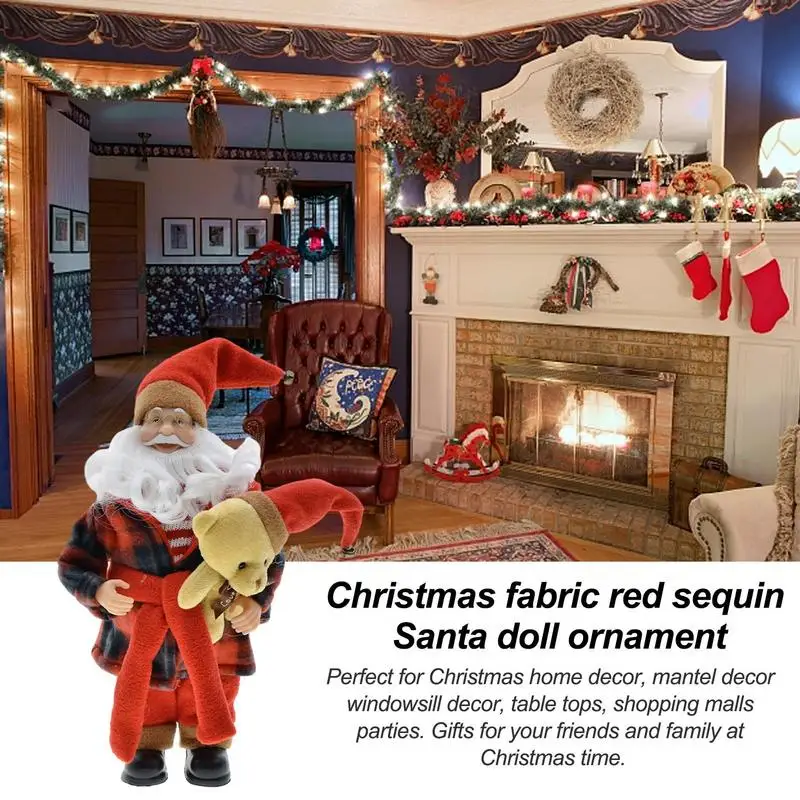 

creative Santa Claus Figurines Portable desktop Standing Christmas Decorations Universal christmas Ornaments with Small Bear