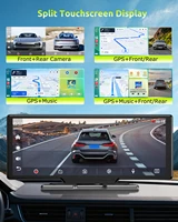Caméra embarquée ESSGOO 10,26 pouces avec écran sans fil CarPlay, enregistreur vidéo 4K pour voiture, Android Auto, double objectif, Wifi, FM, AUX, Bluetooth, Type C, TF 5