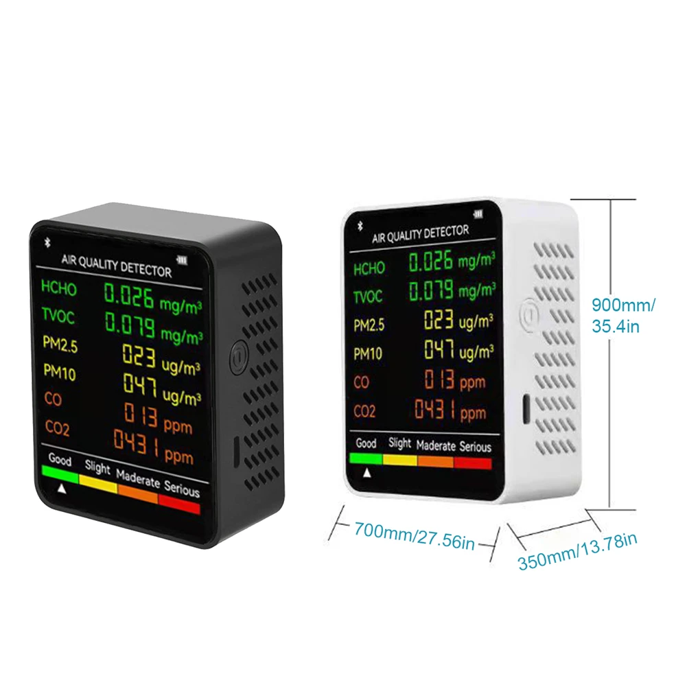 6 In 1 PM2.5 PM10 HCHO TVOC CO CO2 Multifunctional Air Quality Monitor Portable CO2 Detector Carbon Dioxide TVOC HCHO Detector