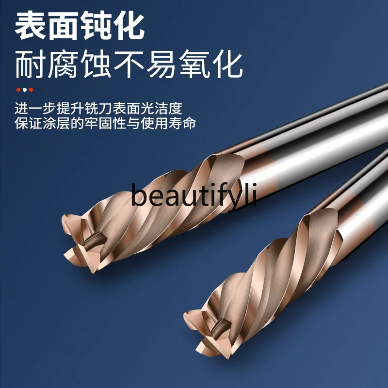 55 Degree Round Nose Milling Tungsten Steel Round Nose Bullnose Knife Coated R Angle Knife Extended Alloy End Milling 4 Edges
