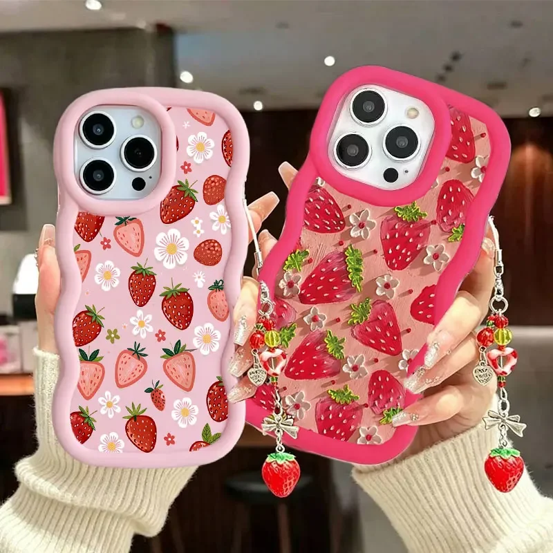 Colorful Strawberry Pendant Phone Case Cover