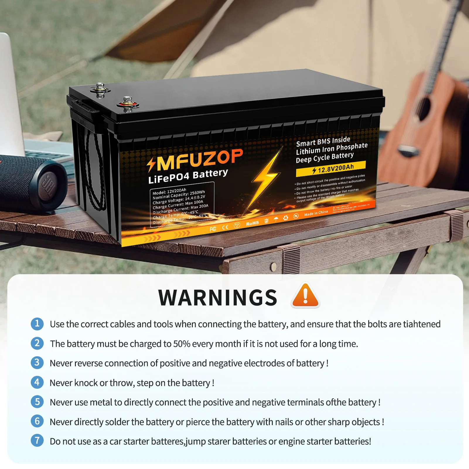 DATOUBOSS 12V200Ah300Ah LiFePO4 Battery High Capacity 2560Wh3840Wh Long Life 8000+Cycles  ABS Solar RV Off Grid Power Battery 5