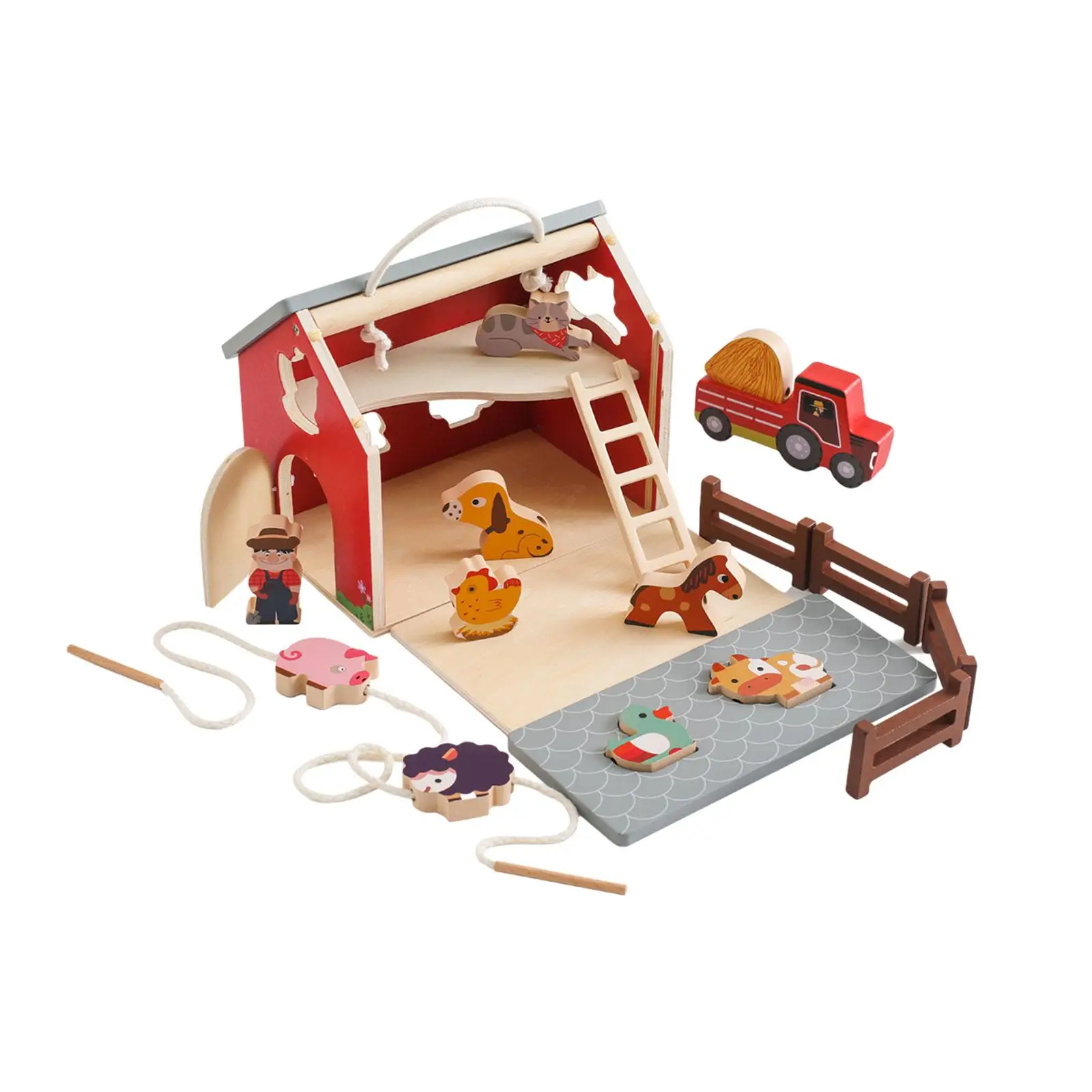 Wooden Farm Toys Sensory Toy Educational Toy Animal Play Figures for Kindergarten Ages 3 4 5 Years Old Toddlers Boys Girls Kids