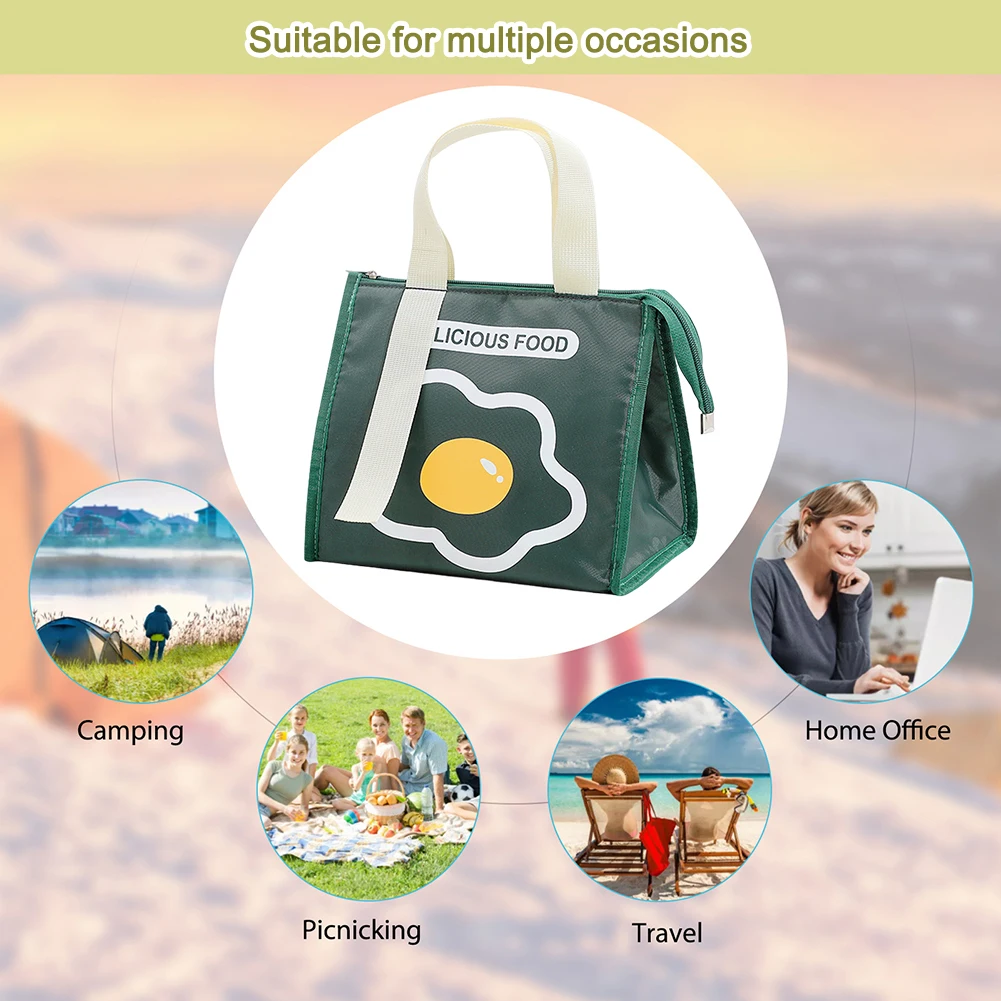 Insulated Cooler Bento Bag Aluminum Film Thermal Lunch Box Camping Supplies For Large Capacity Waterproof