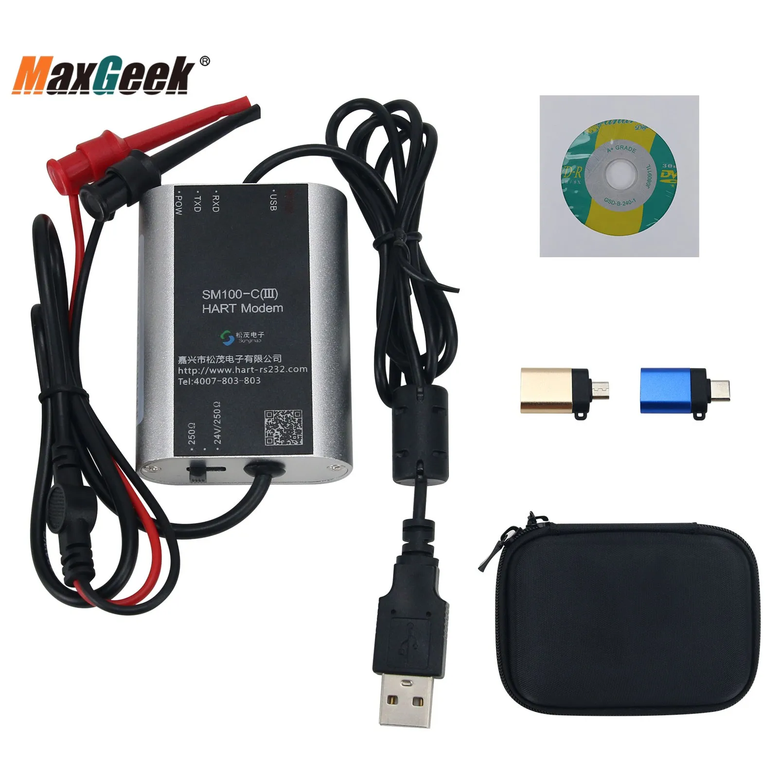 

Maxgeek SM100-C (III) Standard Version Hart Modem USB to Hart Modem HART Cat Supports Mobile APP Debugging