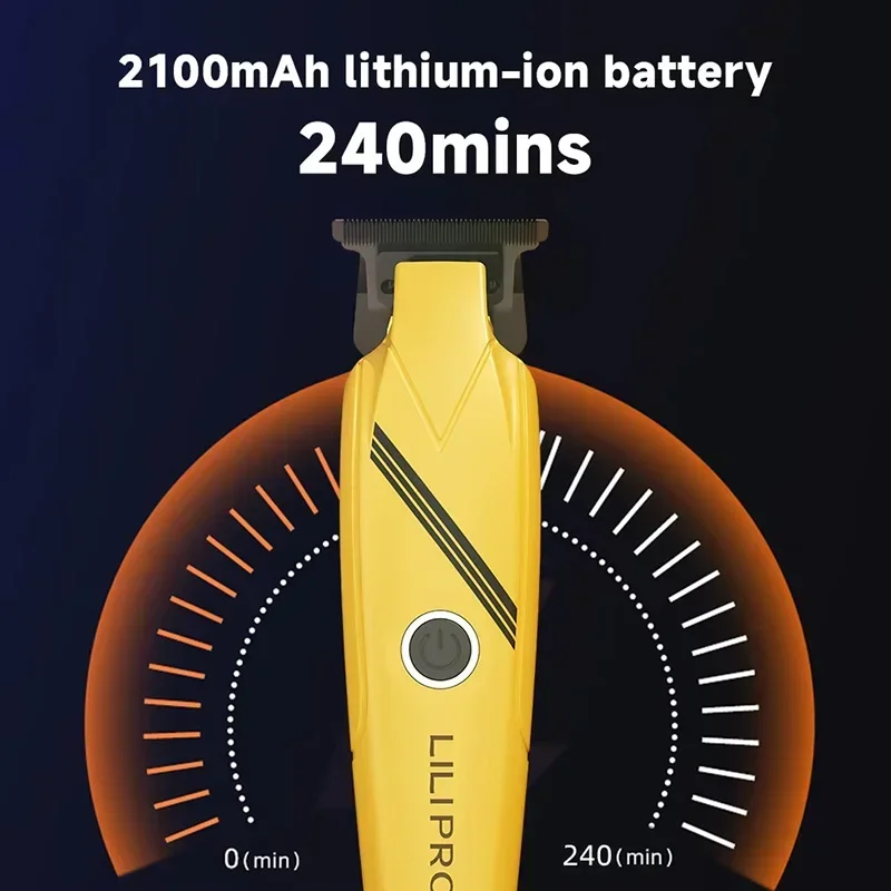 모든 금속 트리머 M4 LILIPRO 전문 브러시리스 모터, 7000RPM 블레이드, 제로 거리 2100mAh, 남성용 베이스 이발 클리퍼 포함