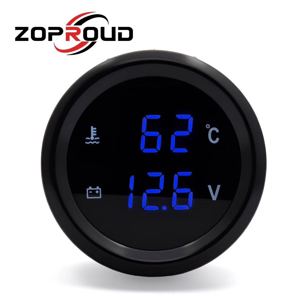 2인치 디지털 LED 이중 디스플레이 게이지 수온 전압계 12v/24v