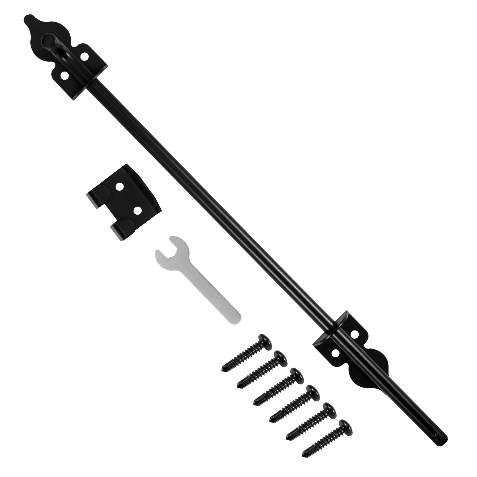 12/18" Cane Bolt Gate Drop Rod for Wood Fence, Heavy Duty Iron Gate Ground Latch Hardware for Wooden Gater and Holding Doors