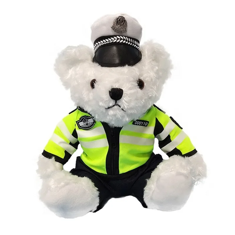 Police Little Bear Doll Doll Traffic Police Bear Motorcycle Iron Riding Little Plush Toys Teddy Cartoon