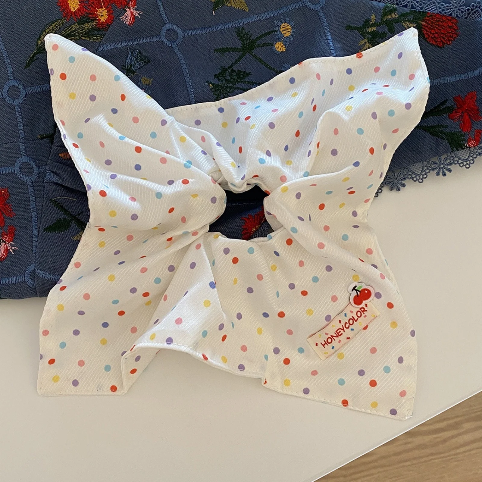 1PC　Cute Polka Dot Hair Accessories Set - Bowknot & Scrunchie, Colorful Dots Design，Perfect for Daily & Party
