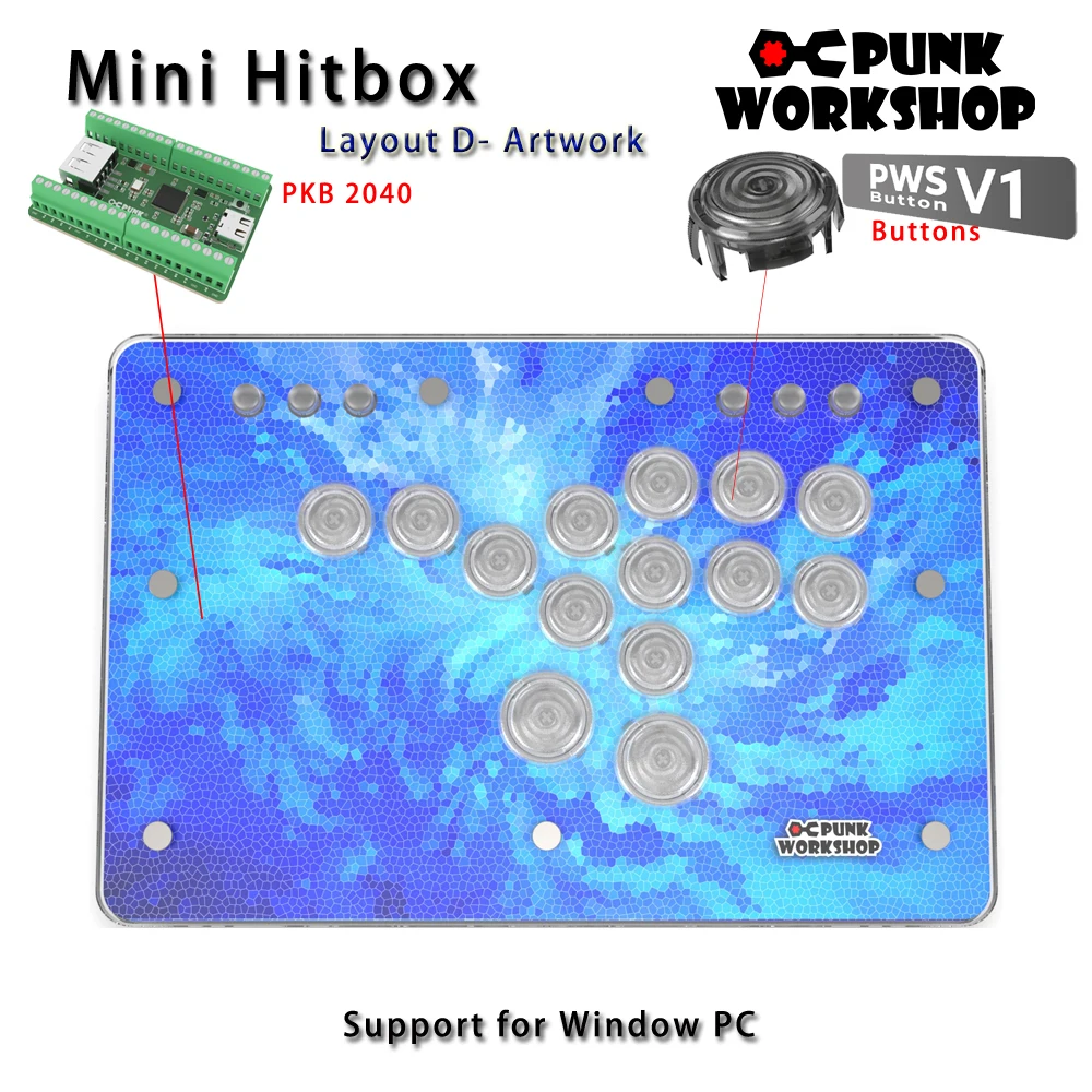 Punk Workshop Leverless Mini HitBox Layout D SOCD Fighting Stick