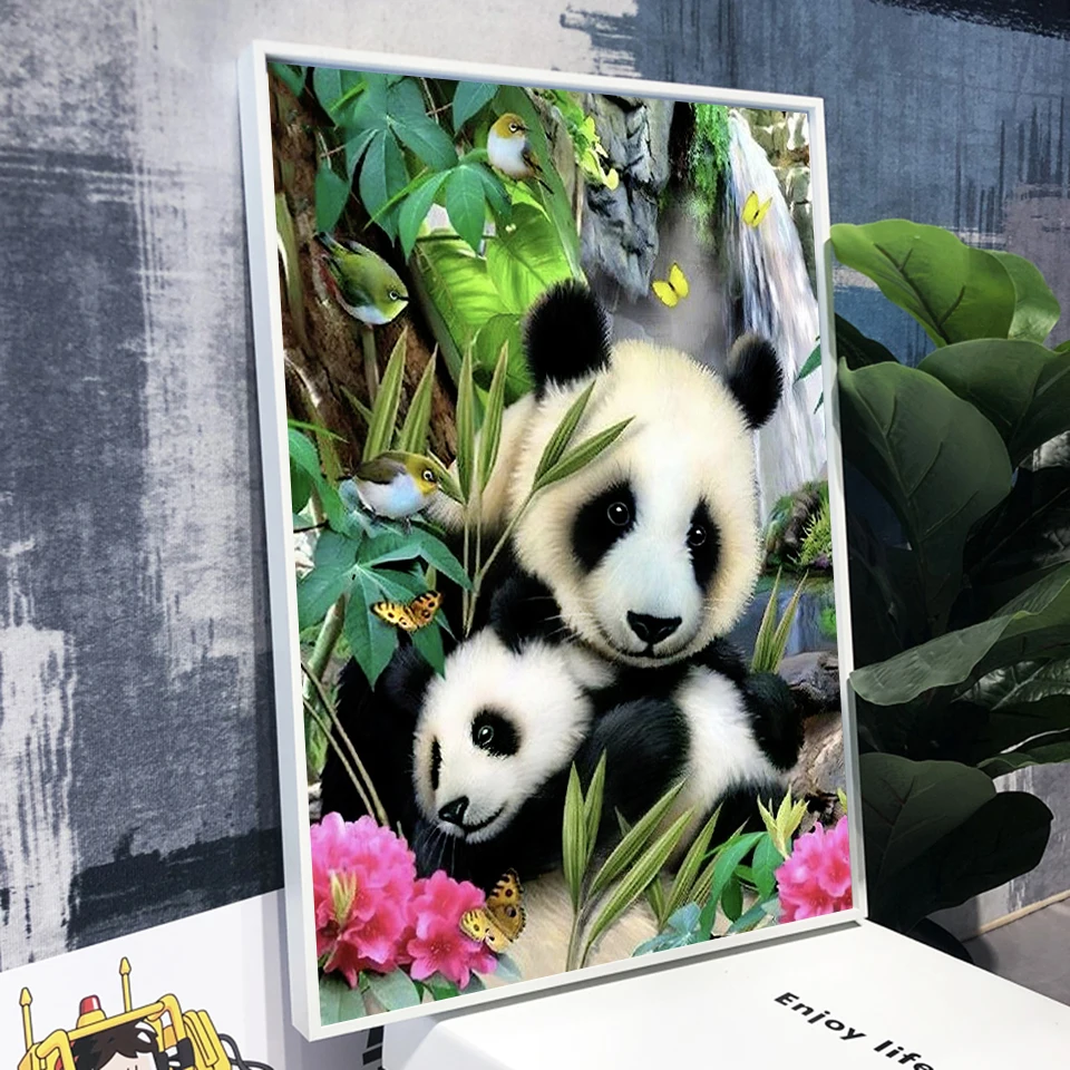 Kit Diamond Painting 5D Fai-da-te – Panda Su Tela 30x40 Cm, Completo Di Strass, Strumenti E Vassoio - 2