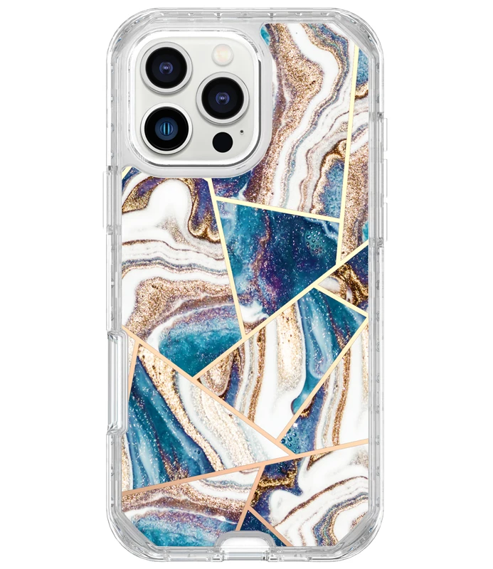 Electroplated 3-in-1 IMD Striped Hard Silicone Case