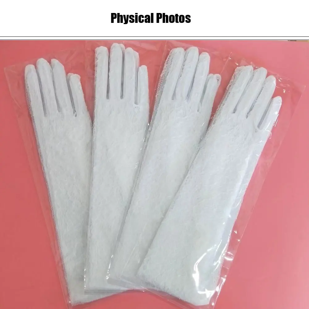 Lace Gloves Wedding Bridal Long Eyelash Edge Lace Appliqed Finger Bride Women Prom Opera Gloves