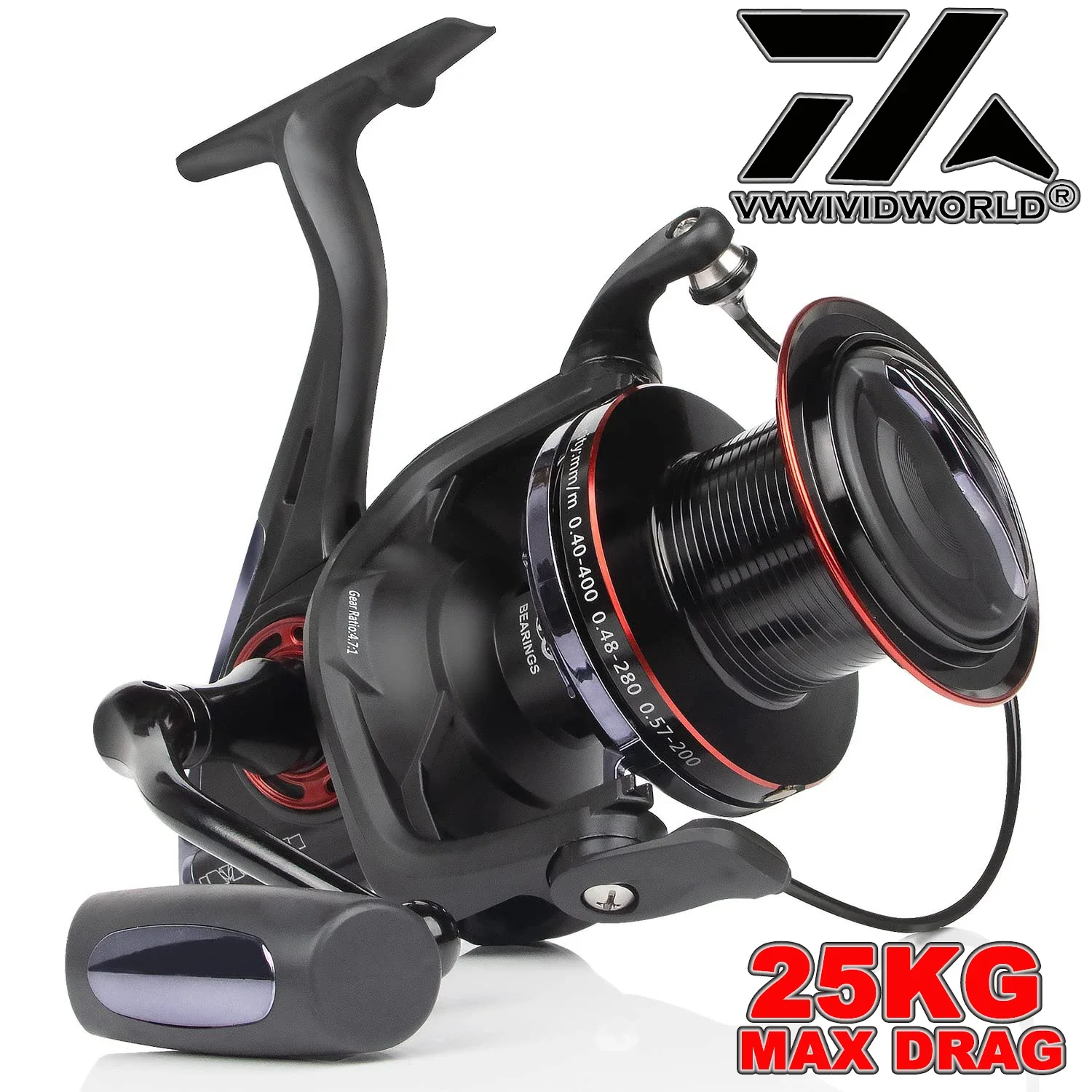 

VWVIVIDWORLD,Surf Spinning Reel, 8000-12000,Saltwater Offshore Fishing Reel,Long Casting,Ultra Smooth,25KG Max Drag,Sea Fishing