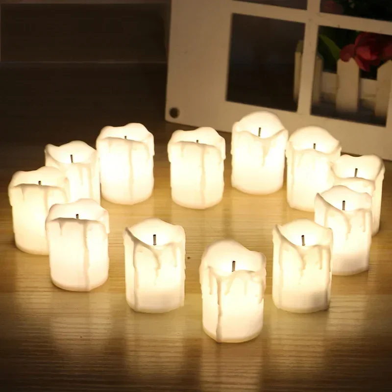 

12/24Pcs Flameless LED Candle Light Bright Battery Operated Tea Light with Realistic Flames Christmas Holiday Wedding Home Decor