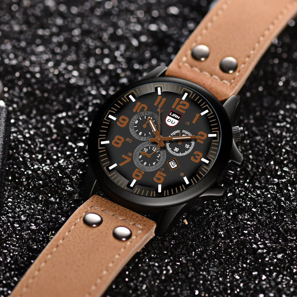 Quartz Watch Men Fashion Simple Business Belt Student Wristwatch