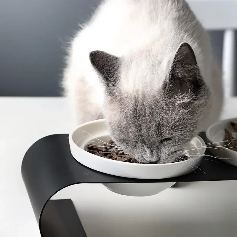 

Bowl Food Iron Set Frame Ceramic Protection New Cat Spine Supplies Double Tall Dog Pet