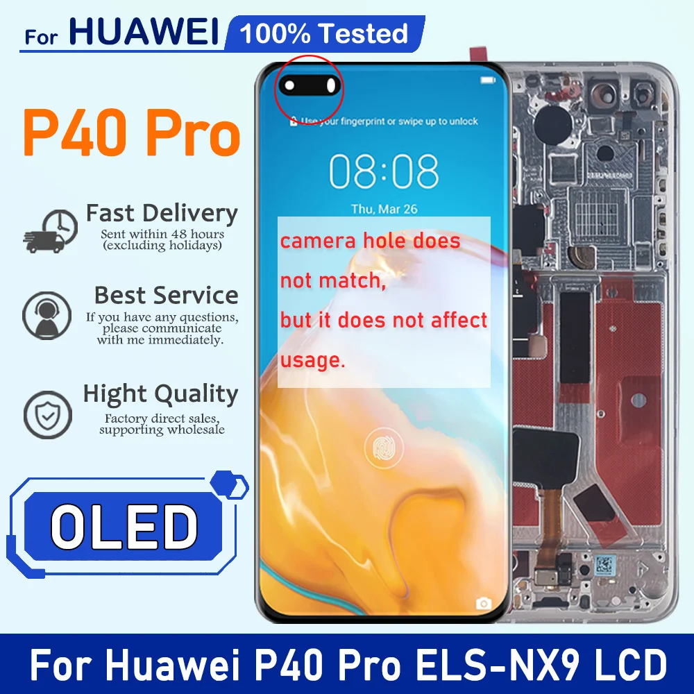 Vetro Posteriore Con Cornice Per Huawei P40 PRO (ELS-NX9) – Lente Obiettivo Fotocamera – Color Oro