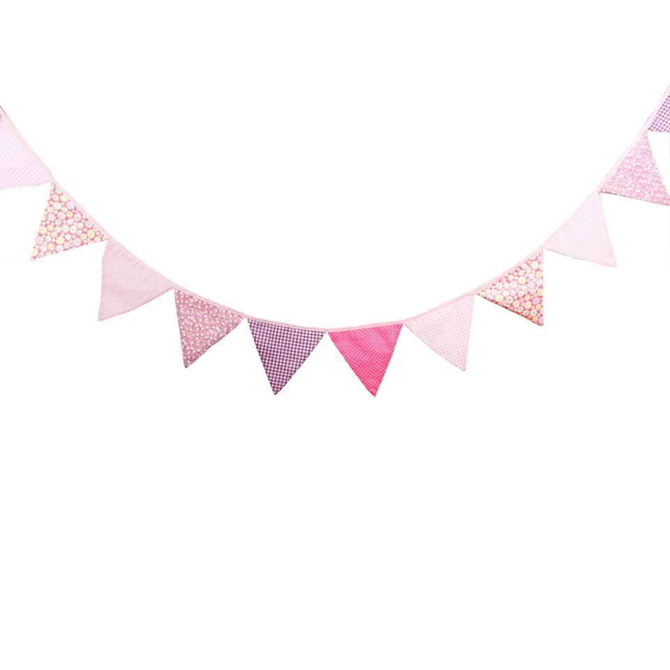 Pink Cotton Triangle Bunting Banner Party Decoration