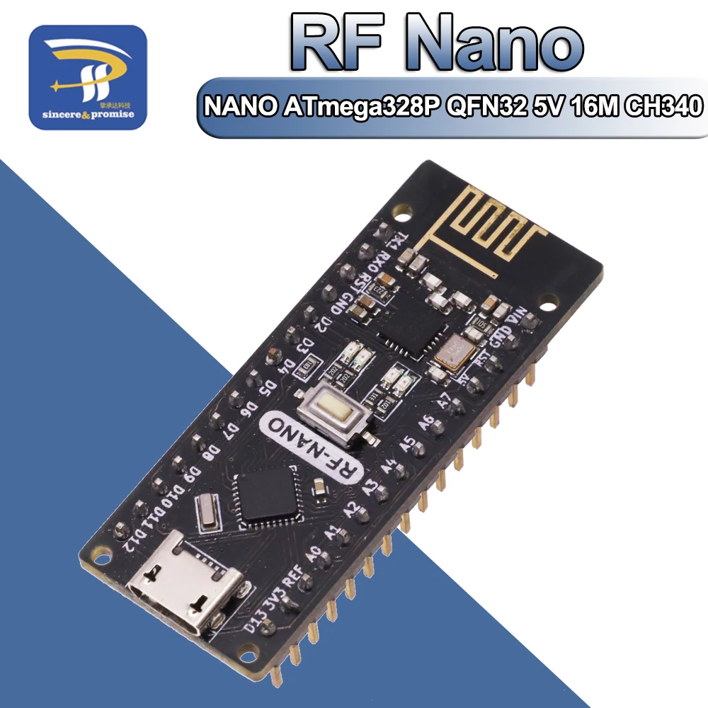 RF Nano for Arduino Nano V3.0, Micro USB Nano Board ATmega328P QFN32 5V ...