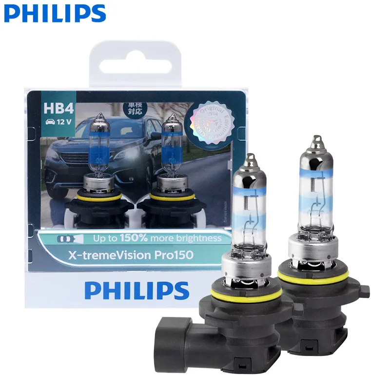 

Philips X-treme Vision Pro150 9006 HB4 12V 51W +150% Bright Light Halogen Headlight Car Fog Bulbs Genuine Original Auto Lamp 2X