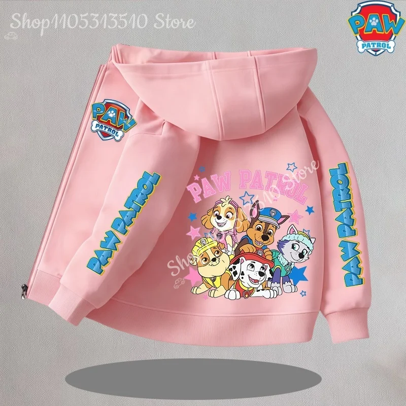 Paw Patrol Kids 얇은 후드 코트 Anime Chase 지퍼 스웨터 아웃웨어 패션 봄 가을 후드 스포츠웨어 아동복