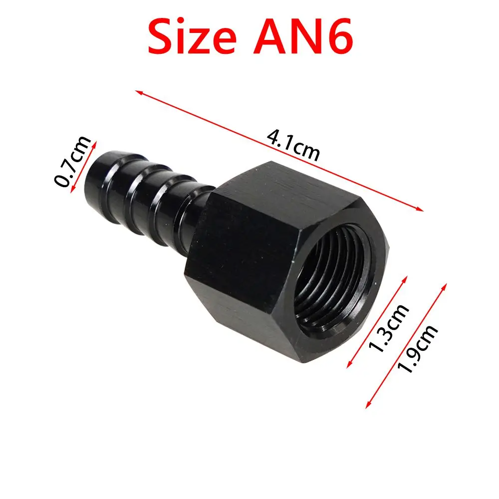 1PCS 6AN 8AN Thread Male To 3/8" Fuel Line Hose Adapters AN6 AN8 Hose Barbed Fitting Adapter with AN-6 AN-8 Connector Black