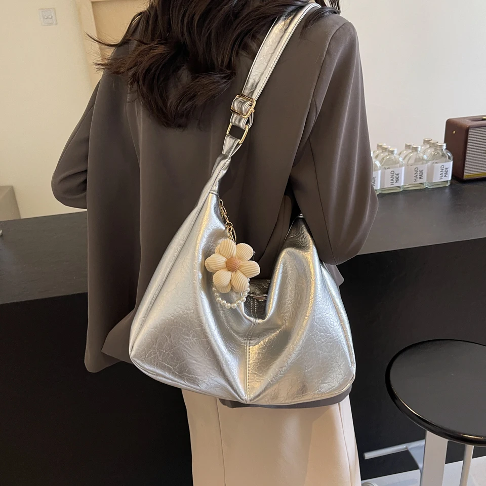 

Sliver Trend Shoulder Handbag Purses High Quality Shoulder Crossbody Bags PU Leather Designer Messenger Sac Casual Tote Bags Sac