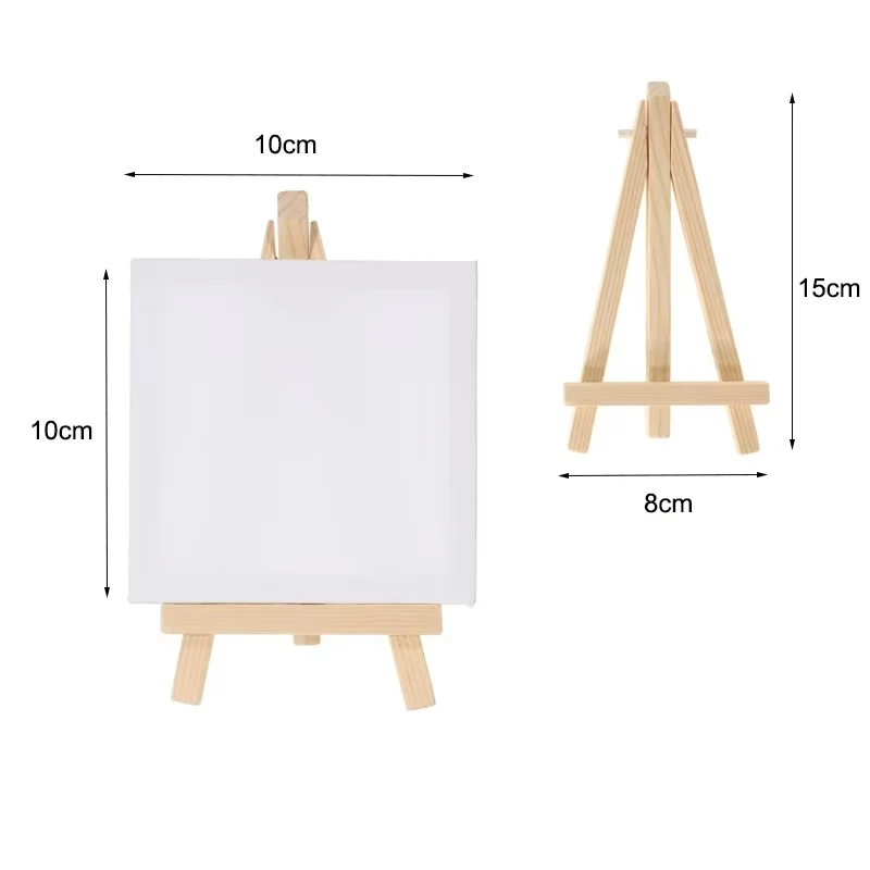 12pcs/set Artists 5 inch Mini Easel +3x3 inch Mini Canvas Set Painting Kids Craft DIY Drawing Small Table Easel for School Art