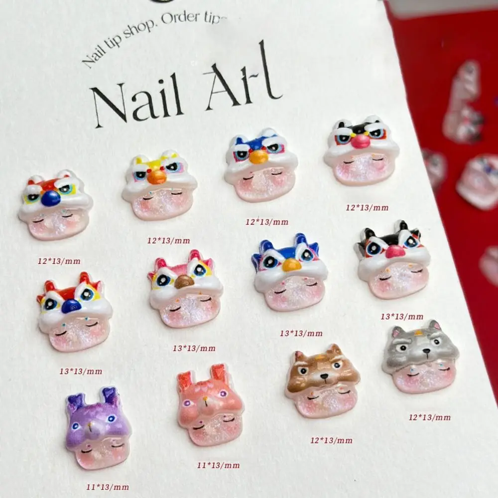 

2024 New Year Lion Nail Art Ornament 3D Fashion Dragon Year Resin Nail Decorations Chinese Style Cartoon Dragon Nail Accessories