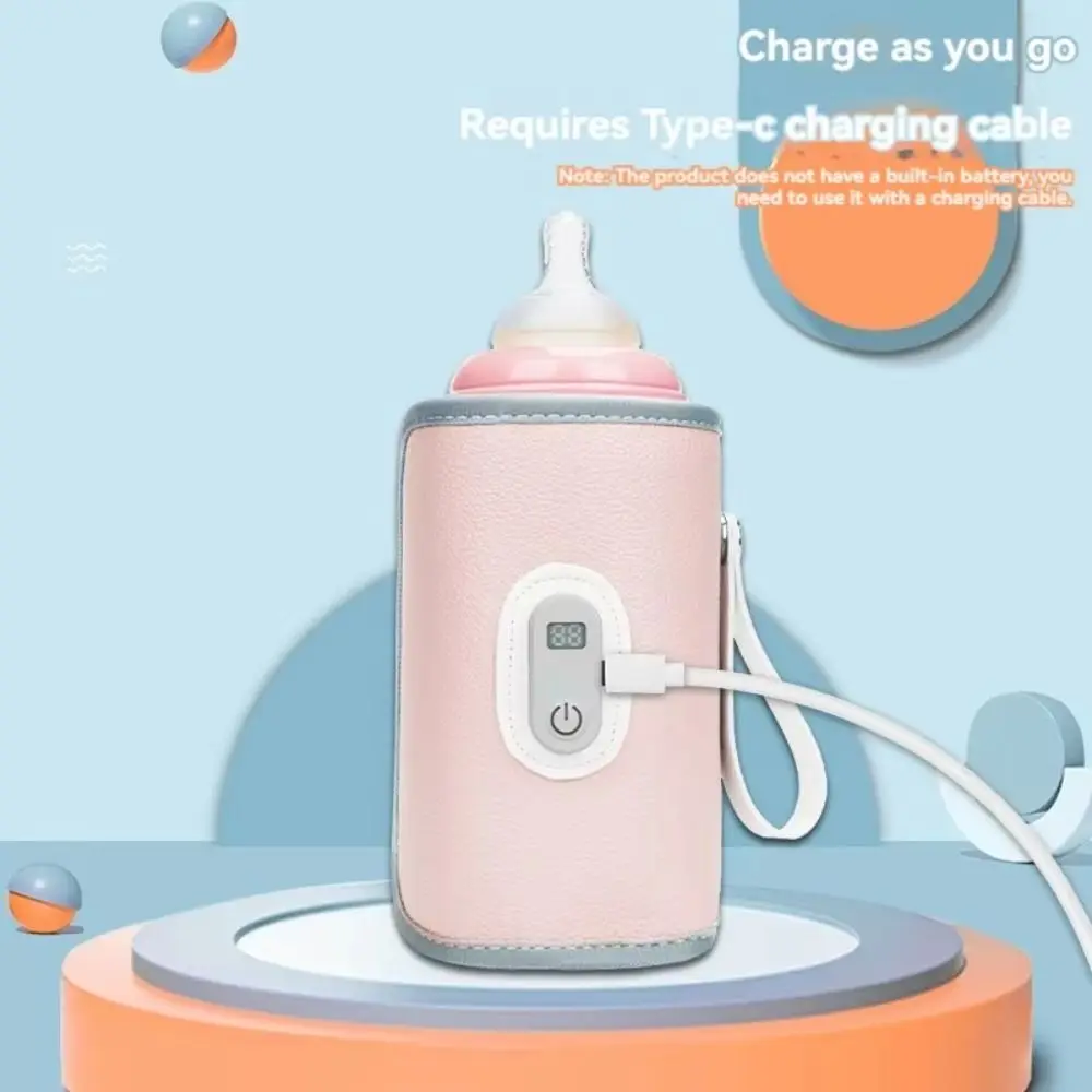 Digital Baby Bottle Warmer 5 Levels Type-C Milk Bottle Insulation Cover LED Display Heating Bottle Thermal Heater