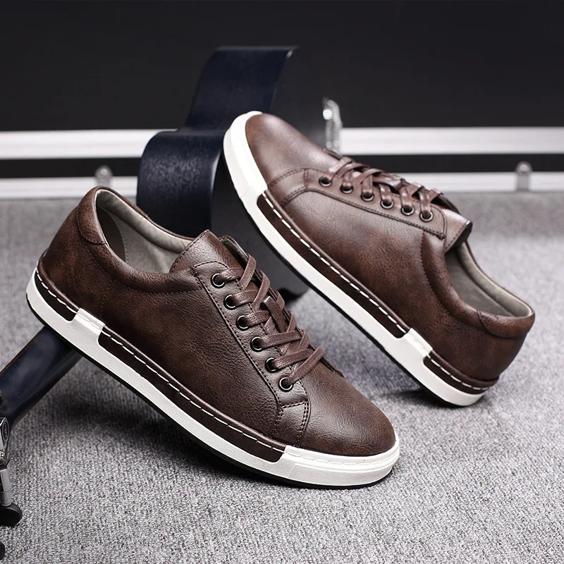 Fashion Sneakers Mens Casual Shoes Flat Soft Brand Male Footwear Classic Black Brown Plus Size 45
