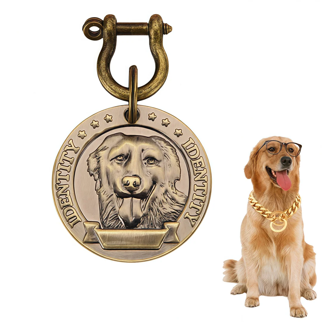 VIP Customizable Engraved Pets ID for Dog Cat Bronze Nameplate Tags Personalized