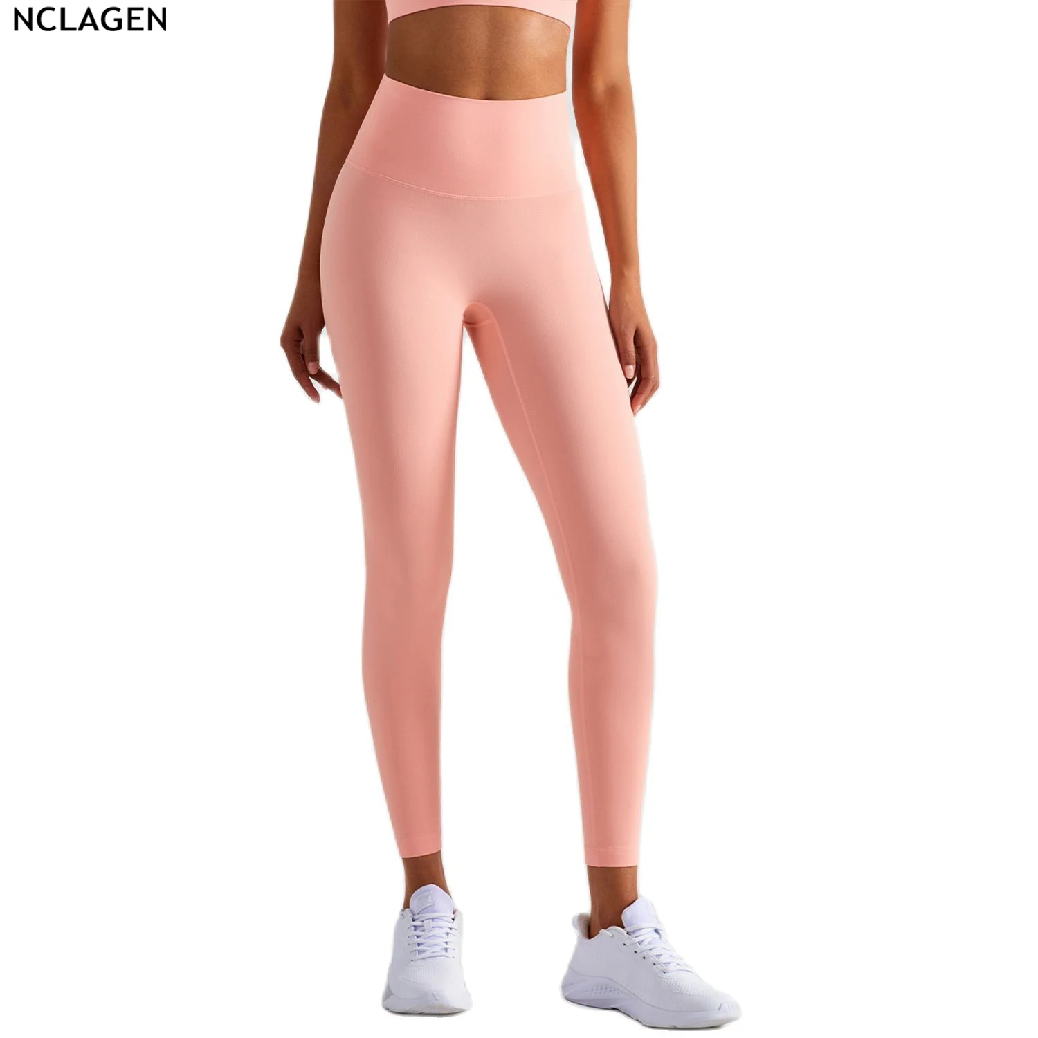 

NCLAGEN Naked Feel NO Front Seam Yoga Pants Women High Waist Leggings With Pockets Hip Lifting Fitness Fit Training GYM Bottoms