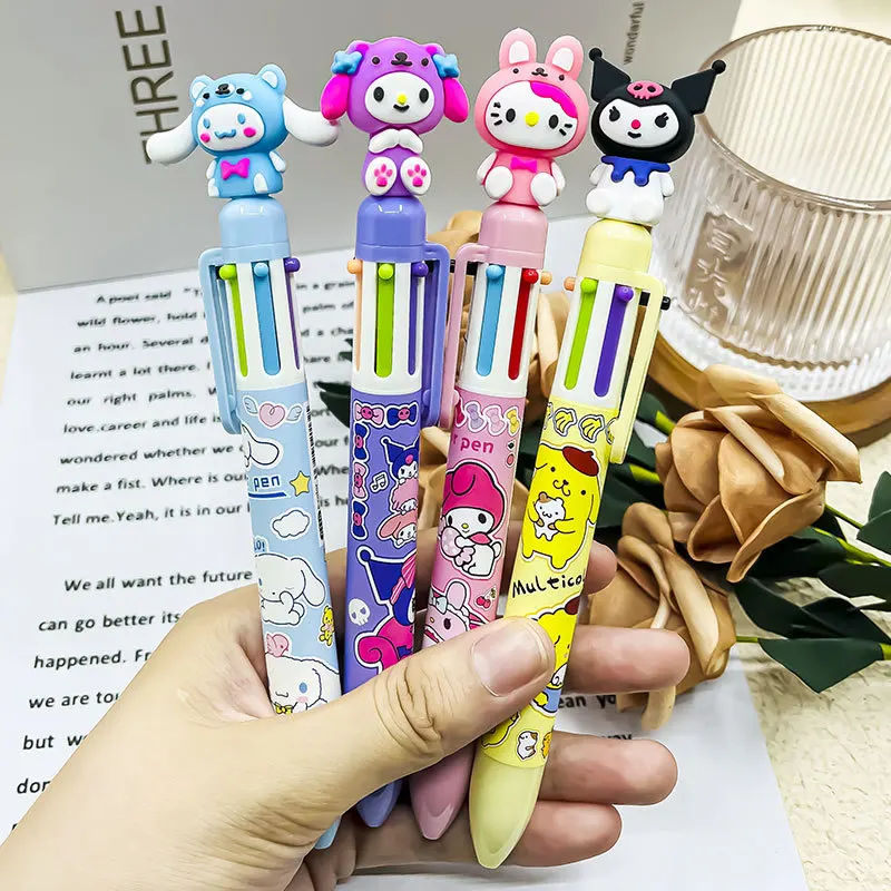 

6-36 шт. Новинка мультяшная шариковая ручка Sanrio 10 цветов милые красочные граффити ручная маркерная ручка канцелярские принадлежности оптом