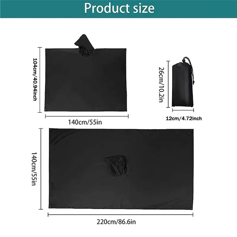 Outdoor 3 In 1 Military Raincoat Hooded Sleeve Waterproof Rain Poncho Motorcycle Rain Cover Camping Hiking Travel Rainwear Tent 6