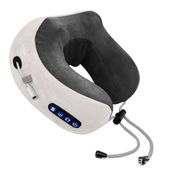 Heated 3D Shiatsu Neck Massager Pillow for Pain and Fatigue Relief (Gray)