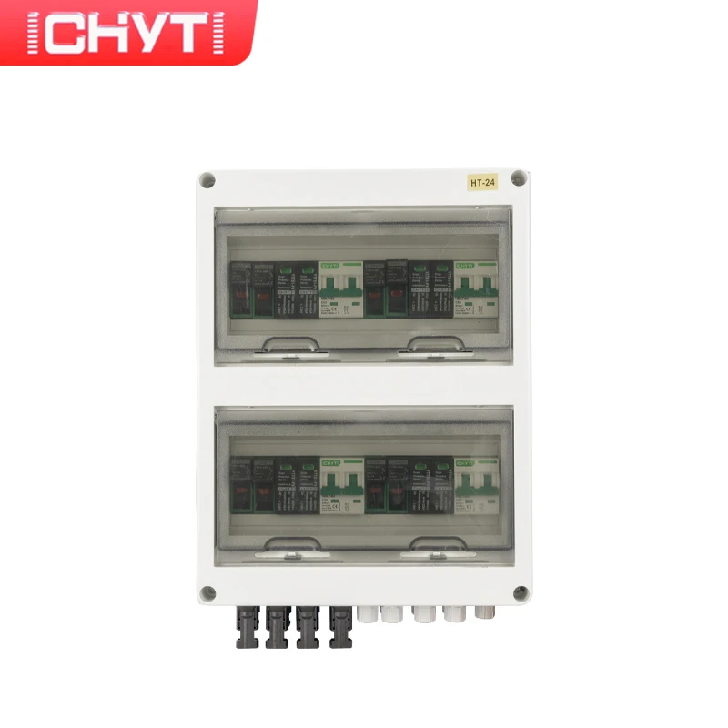 

CHYT 4-in-4-out 600V 24way Solar Surge Lightning Protection IP65 Waterproof PV DC Combiner Box 2022 New Product