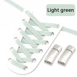 Magnetic No-Tie Elastic Shoelaces with Metal Lock - Convenient Shoe Accessories - 100cm (Pink green)